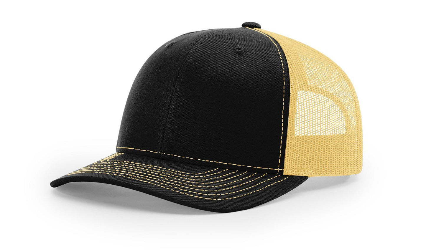 Custom Richardson 112 Trucker Hats - Black Vegas Gold