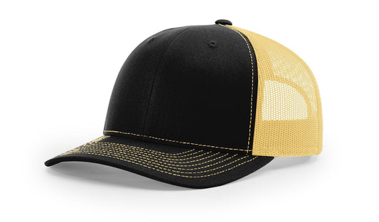 Custom Richardson 112 Trucker Hats - Black Vegas Gold