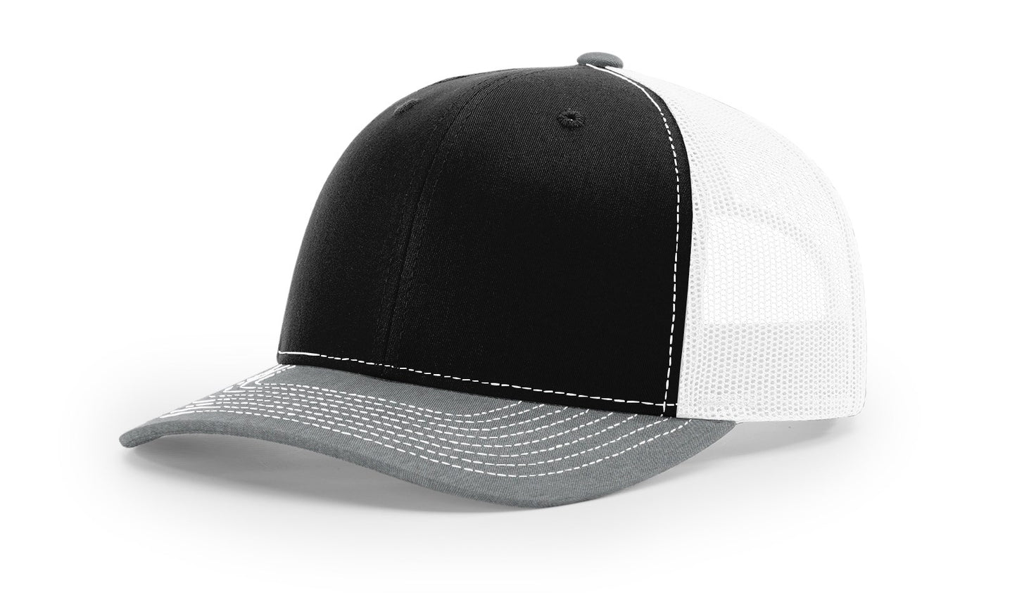 Custom Richardson 112 Trucker Hats - Black White Heather Grey