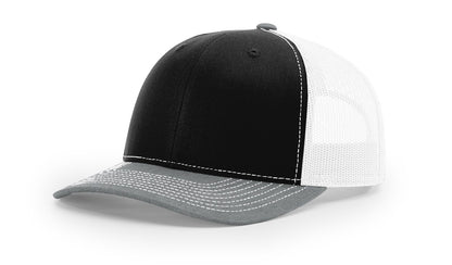 Custom Richardson 112 Trucker Hats - Black White Heather Grey