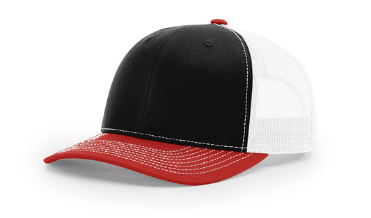 Custom Richardson 112 Trucker Hats - Black White Red