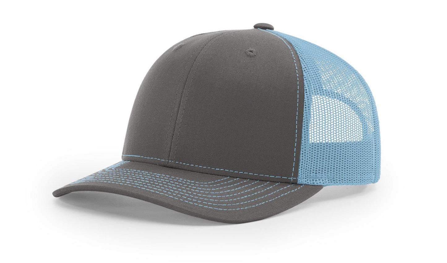 Custom Richardson 112 Trucker Hats - Charcoal Columbia Blue