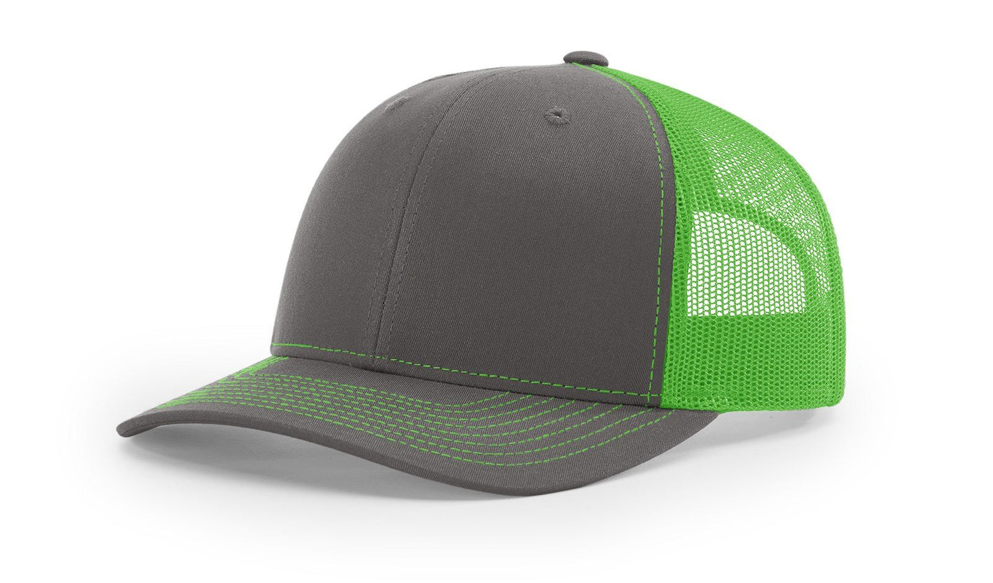 Custom Richardson 112 Trucker Hats - Charcoal Neon Green