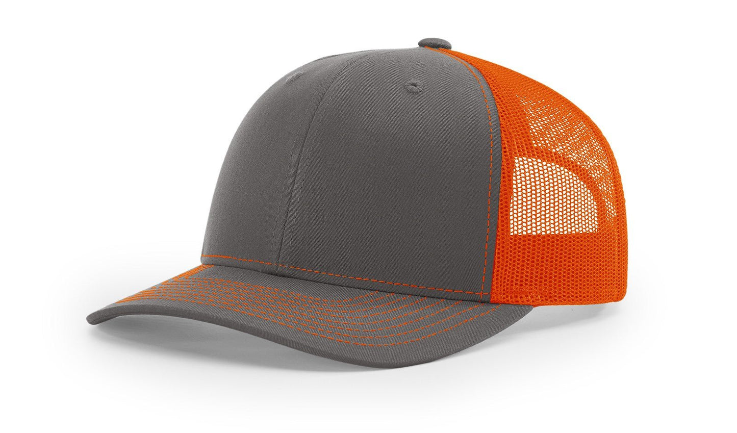 Custom Richardson 112 Trucker Hats - Charcoal Orange