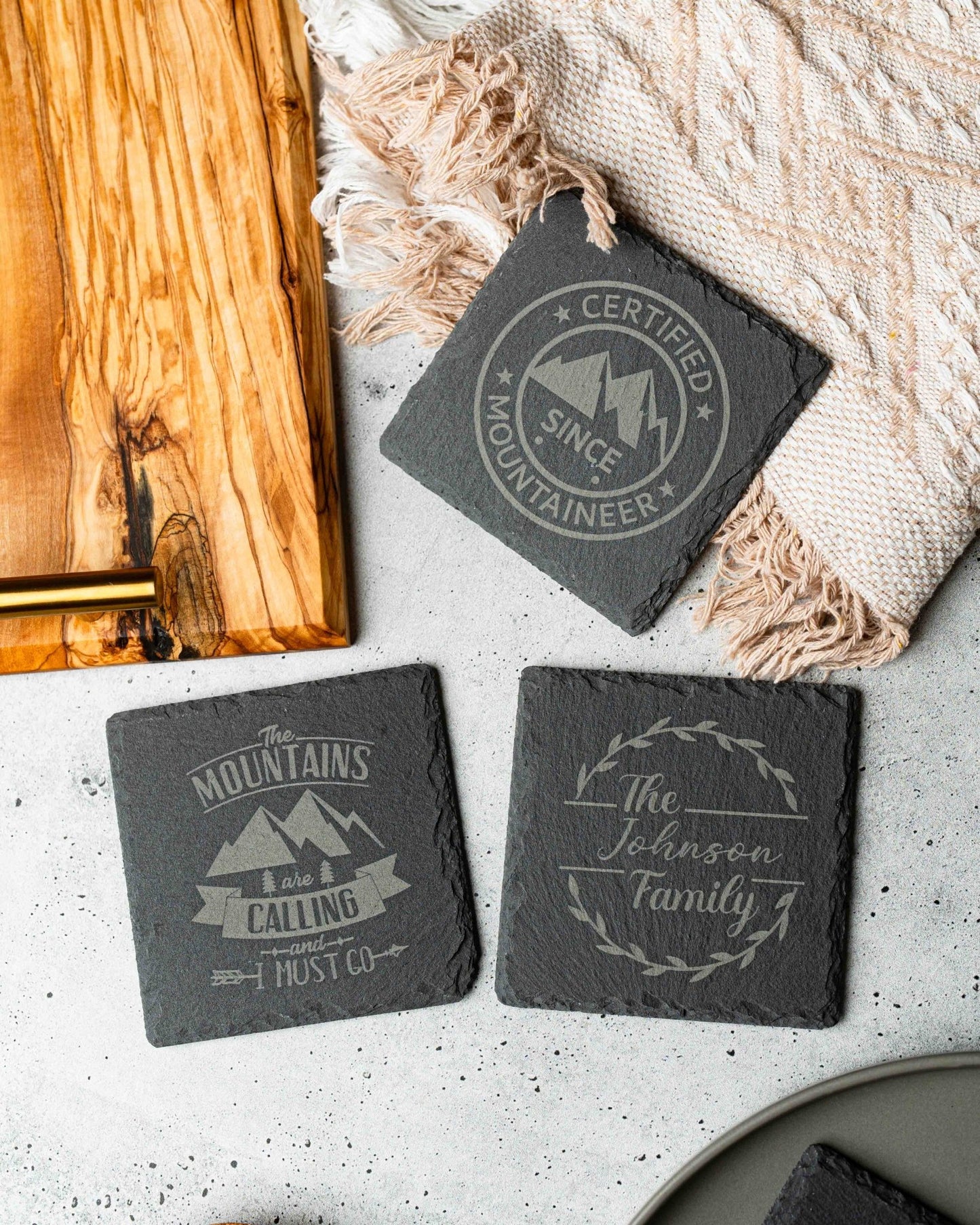 4" Square Slate Coasters with Custom Logo - Custom Craft Solution