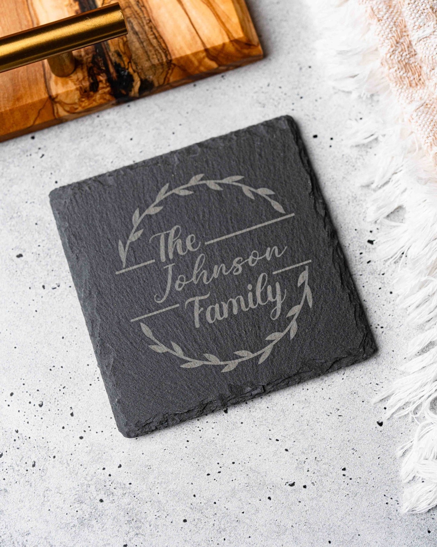 4" Square Slate Coasters with Custom Logo - Custom Craft Solution