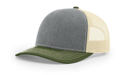 Custom Richardson 112 Trucker Hats - Heather Grey Birch Army Olive