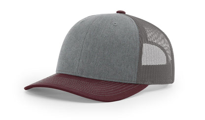 Custom Richardson 112 Trucker Hats - Heather Grey Charcoal Maroon