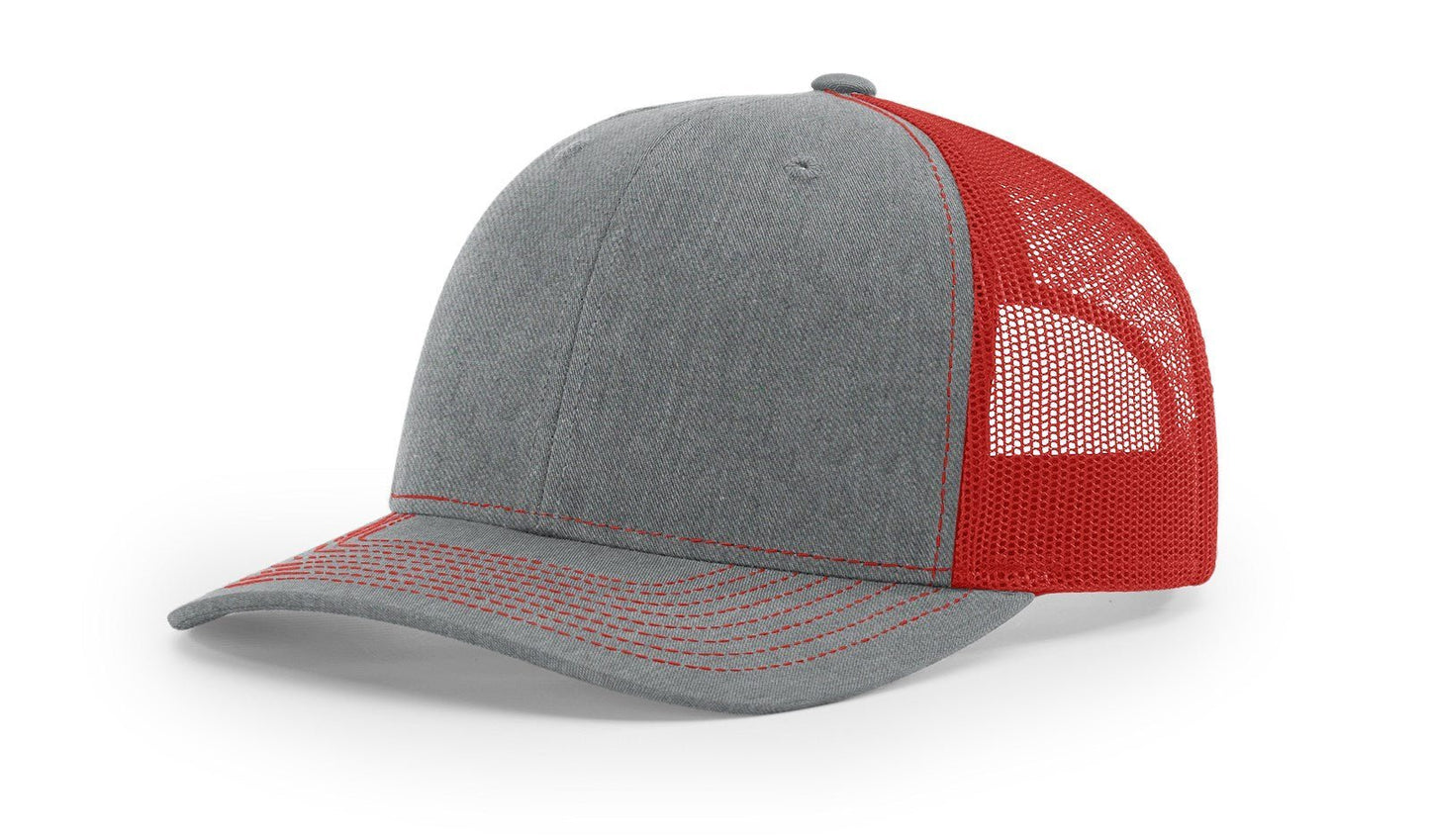 Custom Richardson 112 Trucker Hats - Heather Grey Red