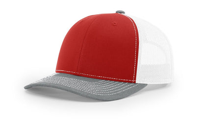 Custom Richardson 112 Trucker Hats - Red White Heather Grey