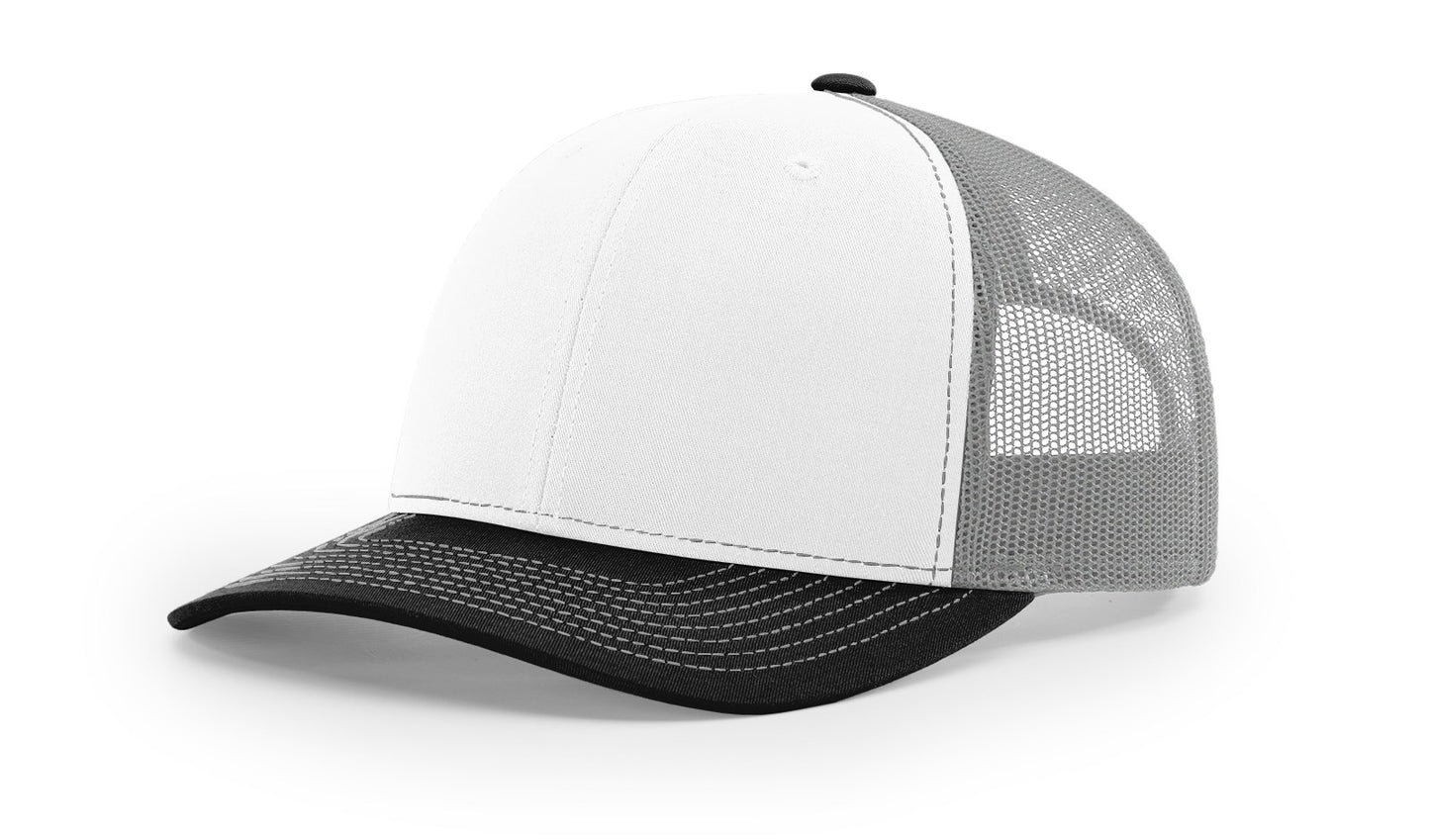 Custom Richardson 112 Trucker Hats - White Aluminum Black