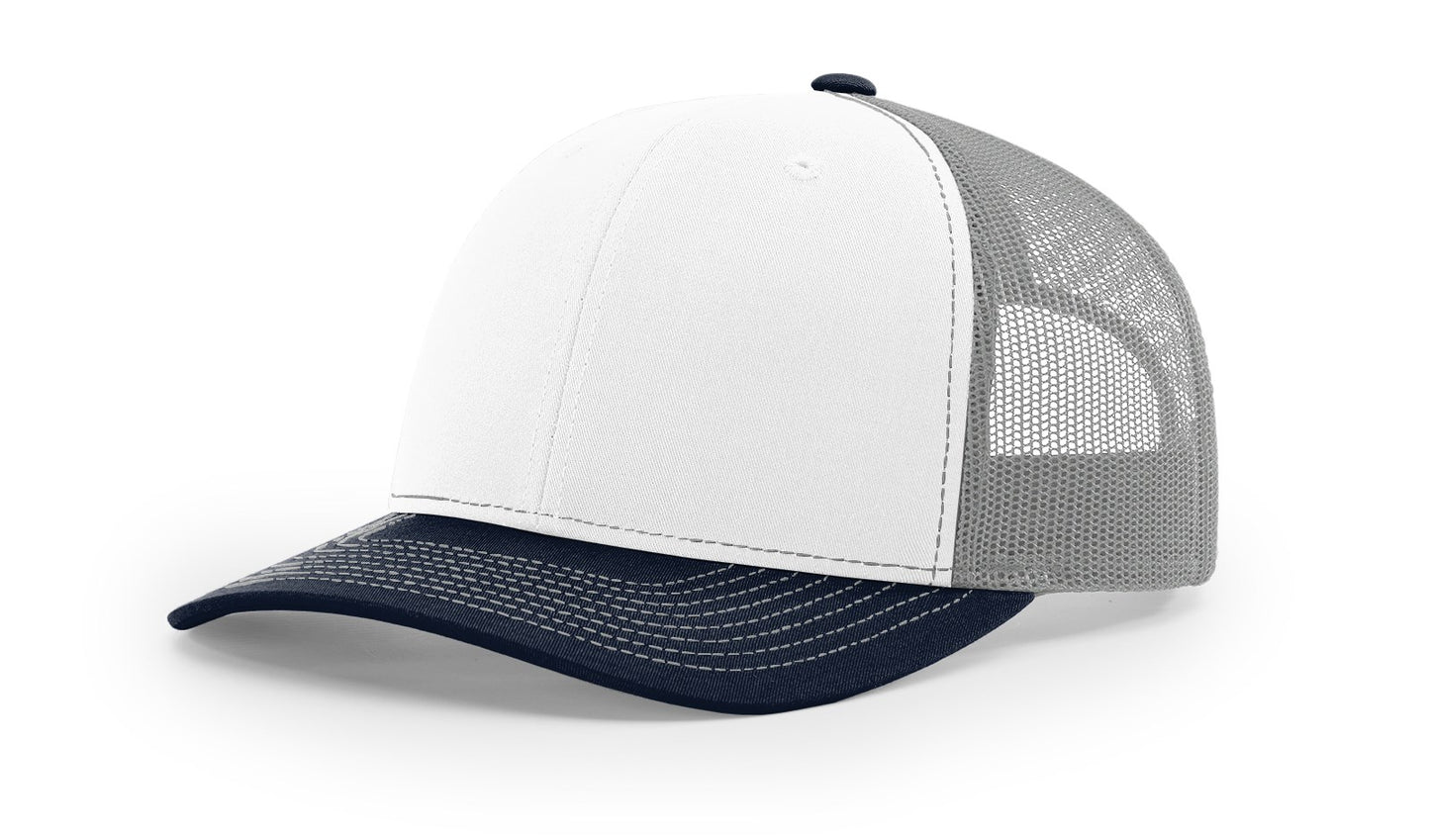 Custom Richardson 112 Trucker Hats - White Aluminum Navy