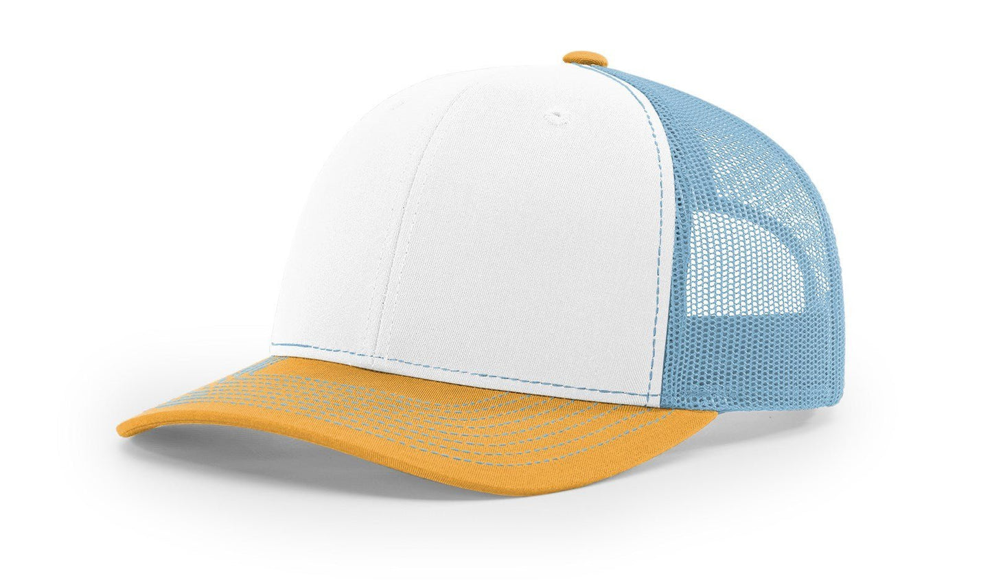 Custom Richardson 112 Trucker Hats - White Columbia Blue Yellow