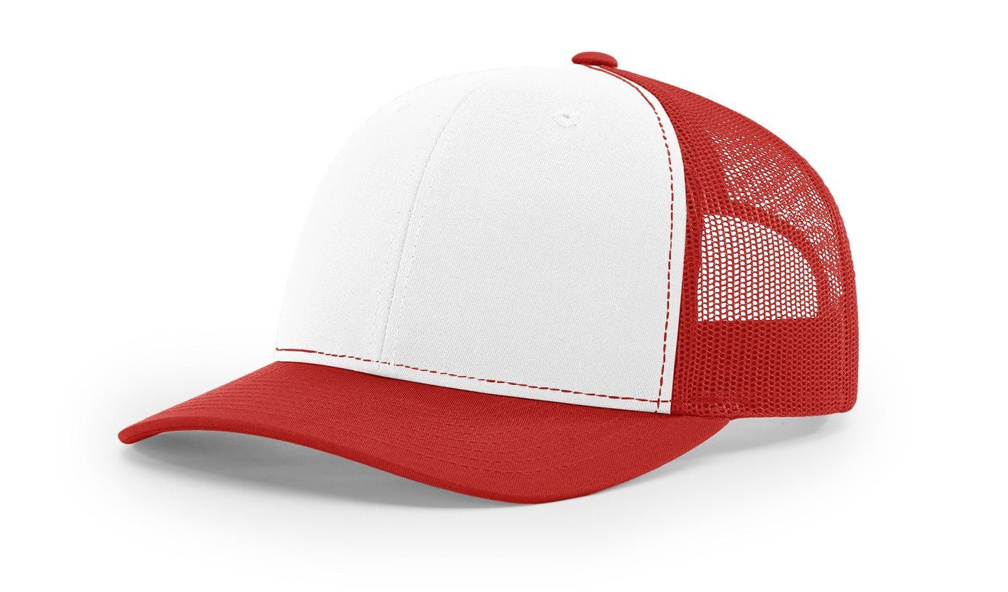 Custom Richardson 112 Trucker Hats - White Red