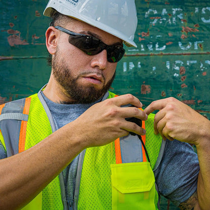 DV2125 Class 2 Black Bottom HiVis Contrast Viz - Cool Mesh Safety Vest - custom safety vests green vest with walki talki