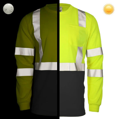 DSL1432 Hi Vis Class 3 Black Bottom Viz - Dri Long Sleeve Safety Shirt - Custom Craft Solution