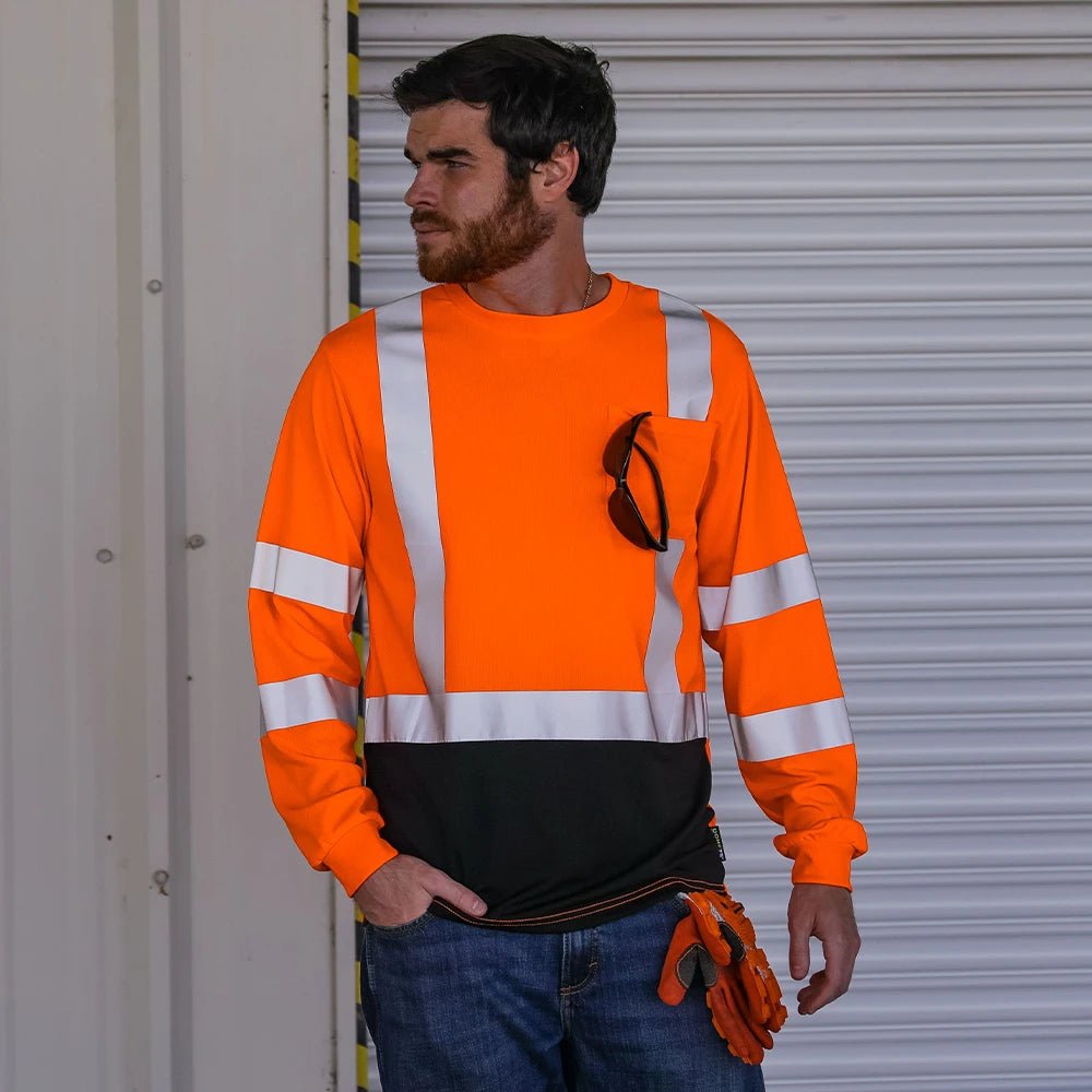 DSL1432 Hi Vis Class 3 Black Bottom Viz - Dri Long Sleeve Safety Shirt - Custom Craft Solution