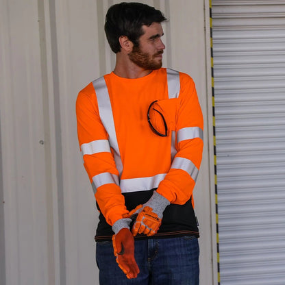 DSL1432 Hi Vis Class 3 Black Bottom Viz - Dri Long Sleeve Safety Shirt - Custom Craft Solution