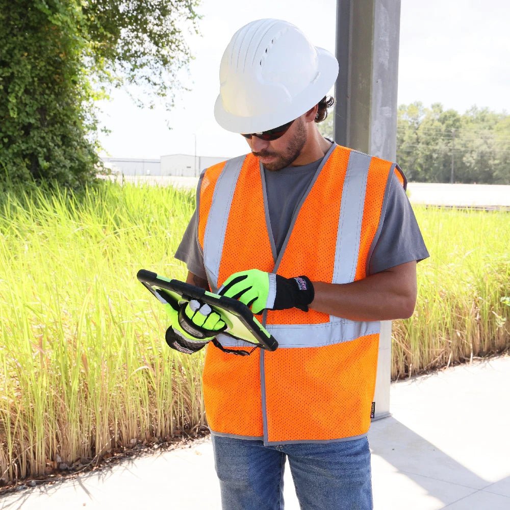 DV1121 Class 2 HiVis Viz - Cool Economy Safety Vest - Custom Logo Safety Vest on male model