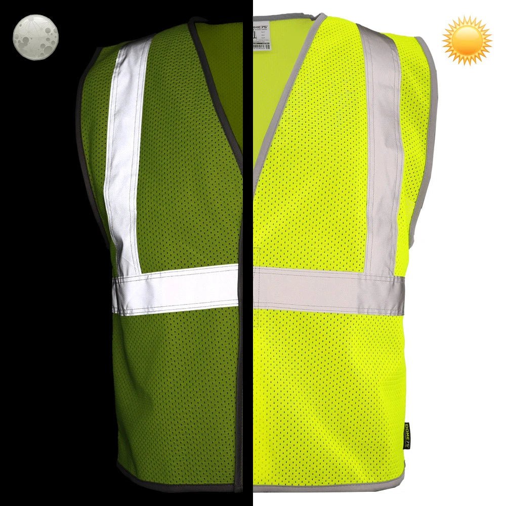 DV1121 Class 2 HiVis Viz - Cool Economy Safety Vest - Custom Logo Safety Vest green contrast day vs. night