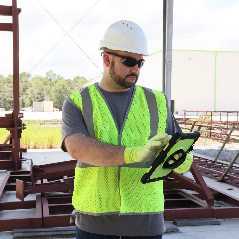 DV1121 Class 2 HiVis Viz - Cool Economy Safety Vest - Custom Logo Safety Vest green on jobsite