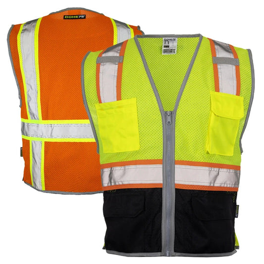 DV2125 Class 2 Black Bottom HiVis Contrast Viz - Cool Mesh Safety Vest - custom safety vests hero image