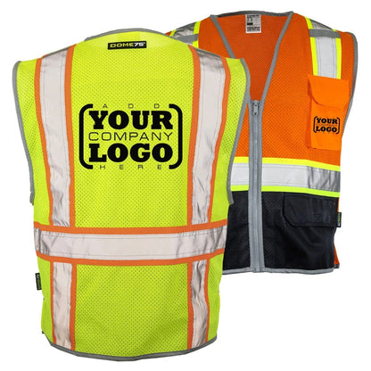 DV2125 Class 2 Black Bottom HiVis Contrast Viz - Cool Mesh Safety Vest - custom safety vests hero image with logo