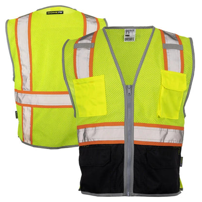 DV2125 Class 2 Black Bottom HiVis Contrast Viz - Cool Mesh Safety Vest - custom safety vests hero image