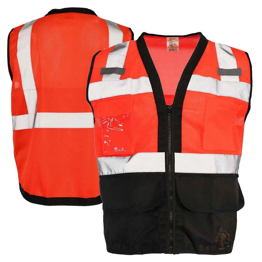 1201/1202 Class 2 Premium Heavy Duty Multi - Pocket Vest - custom safety vests red varient