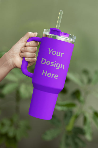 Customized 40oz Tumbler with Handle, Twist Lid and Straw - Custom Craft Solution