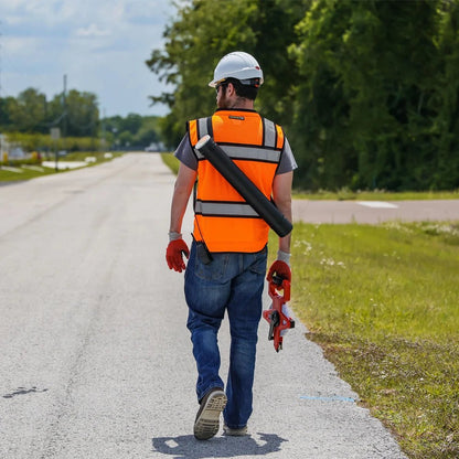 OV6100 HiVis Class 2 Heavy Duty Utility Vest with ProPocket™ - custom safety vests orange lifestyle image from back