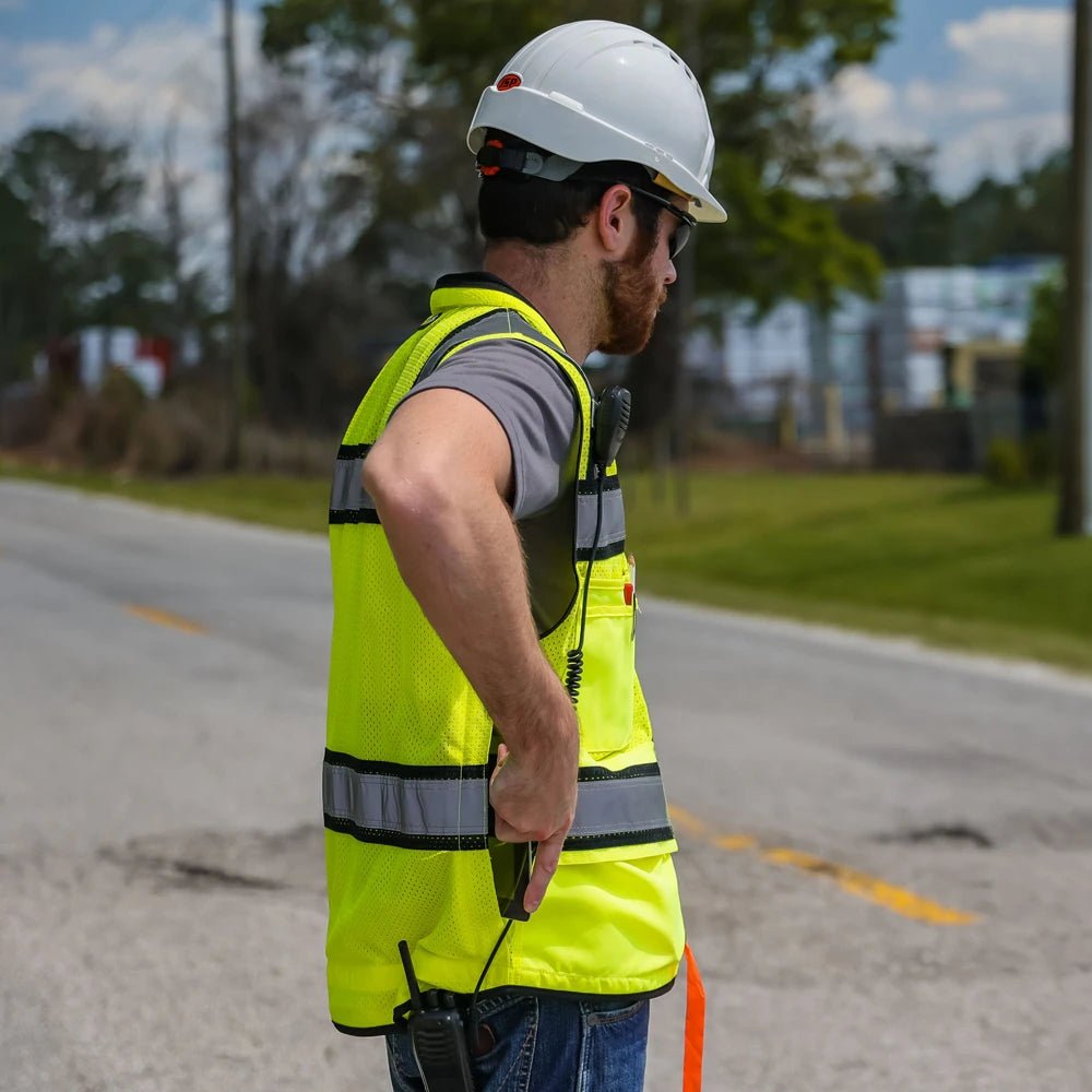 OV6100 HiVis Class 2 Heavy Duty Utility Vest with ProPocket™ - custom safety vests another yellow lifestyle image