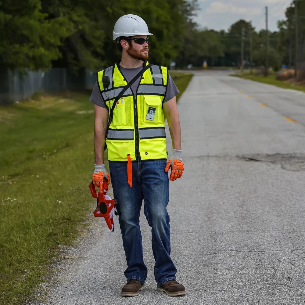 OV6100 HiVis Class 2 Heavy Duty Utility Vest with ProPocket™ - custom safety vests lifestyle image from front