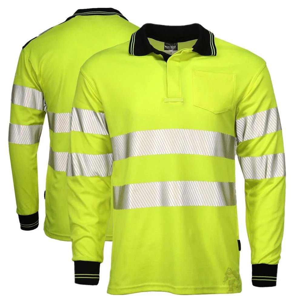 T184 Class 3 HiVis Long Sleeve Polo Safety Shirt - Custom Craft Solution