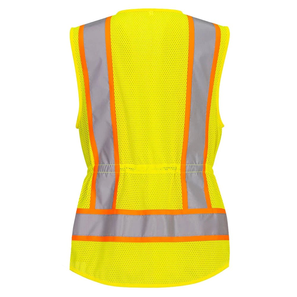 US392 Class 2 Women's HiVis Contrasting Safety Vest - custom safety vests back view