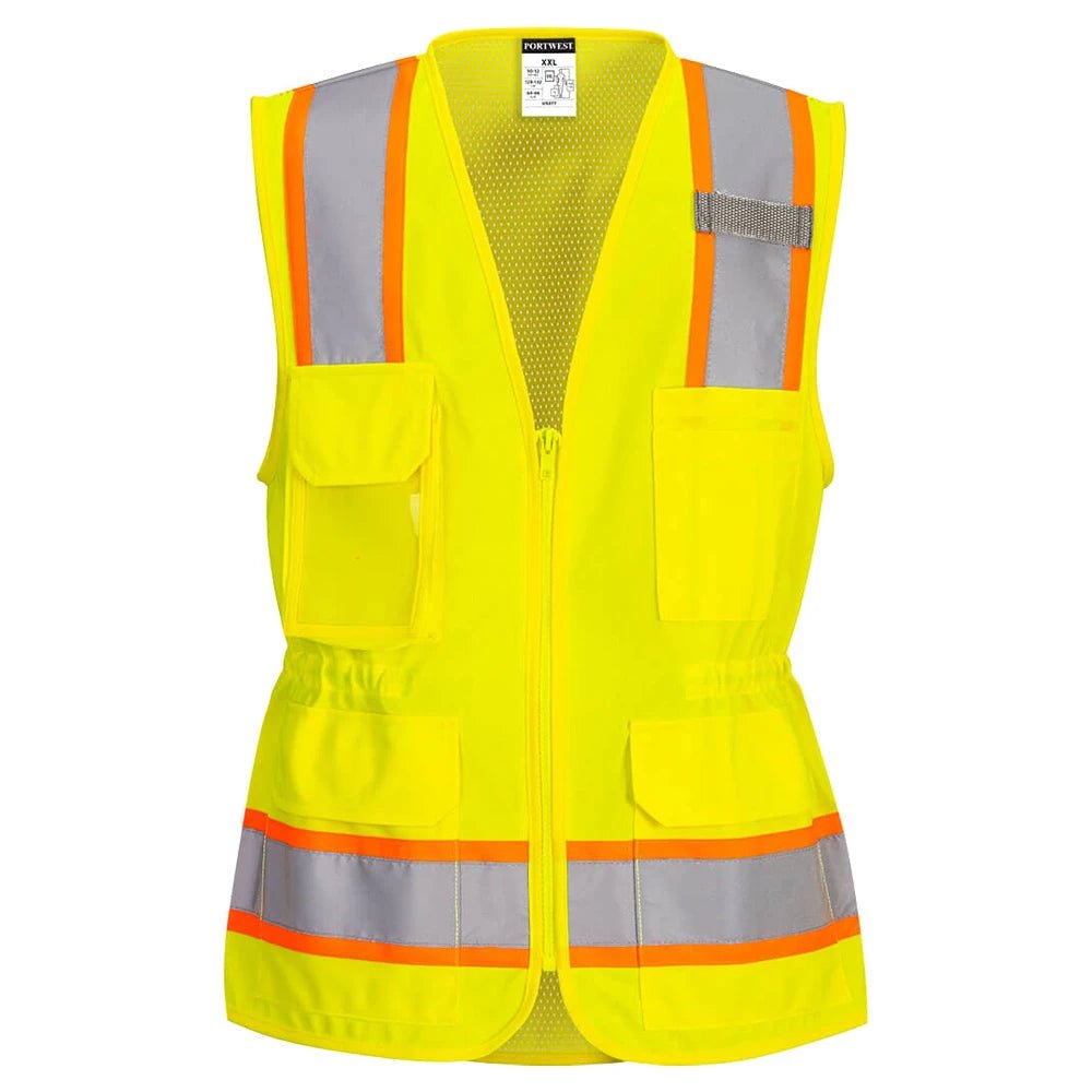 US392 Class 2 Women's HiVis Contrasting Safety Vest - custom safety vests front view