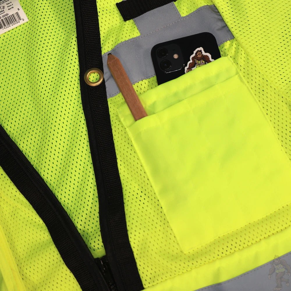 SV59Z - 3 Class 3 Hi Vis Heavy Duty Zippered Mesh Surveyor Safety Vest - Custom Craft Solution