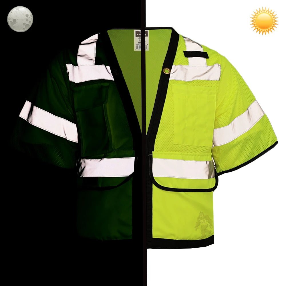 SV59Z - 3 Class 3 Hi Vis Heavy Duty Zippered Mesh Surveyor Safety Vest - Custom Craft Solution