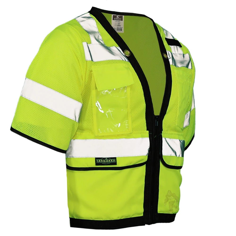 SV59Z - 3 Class 3 Hi Vis Heavy Duty Zippered Mesh Surveyor Safety Vest - Custom Craft Solution