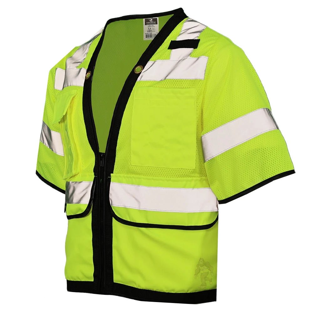 SV59Z - 3 Class 3 Hi Vis Heavy Duty Zippered Mesh Surveyor Safety Vest - Custom Craft Solution