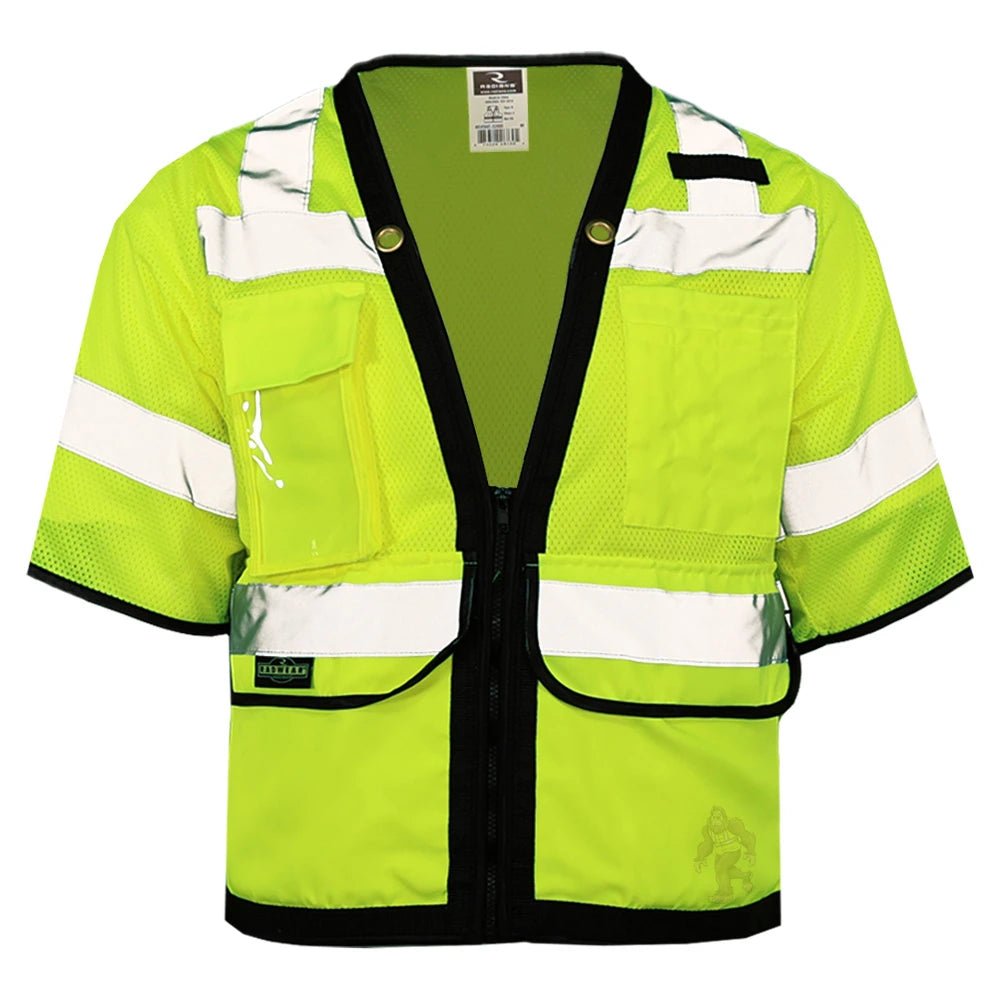 SV59Z - 3 Class 3 Hi Vis Heavy Duty Zippered Mesh Surveyor Safety Vest - Custom Craft Solution