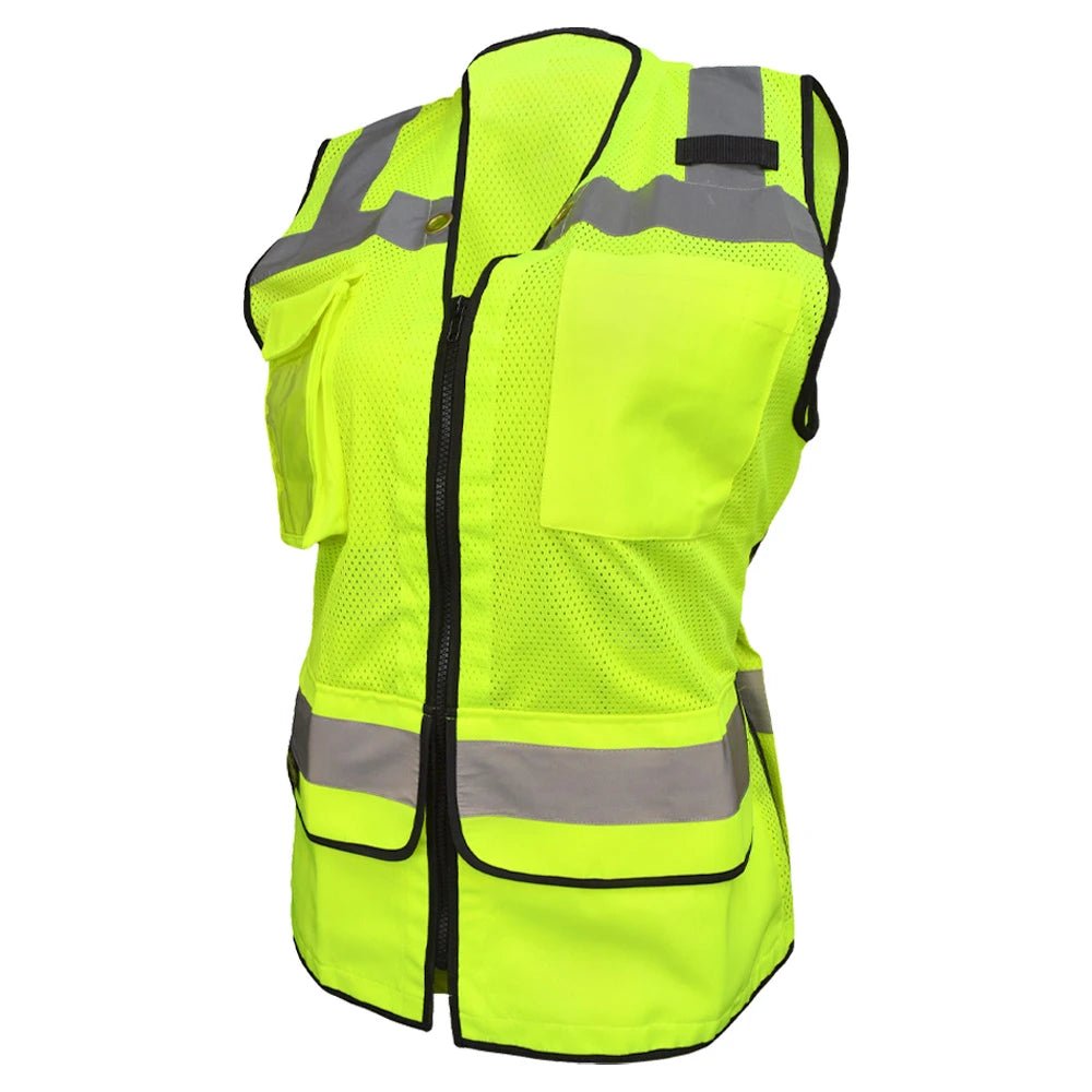 SV59W Class 2 HiVis Ladies Heavy Duty Surveyor Safety Vest - custom safety vests yellow front