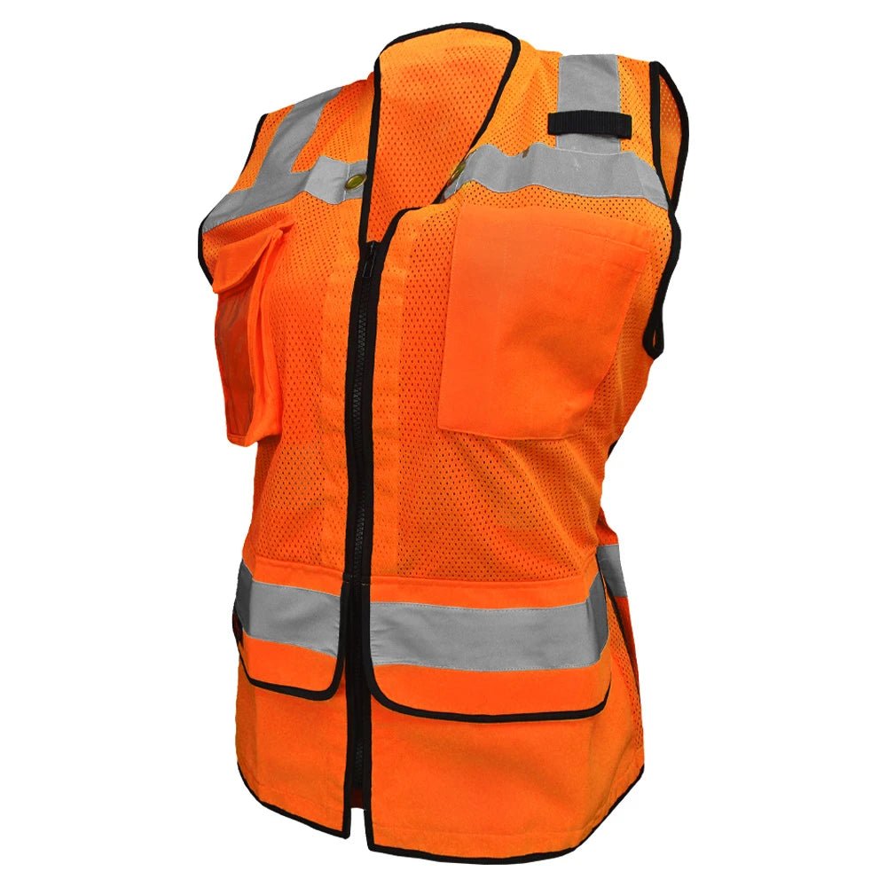 SV59W Class 2 HiVis Ladies Heavy Duty Surveyor Safety Vest - custom safety vests orange front