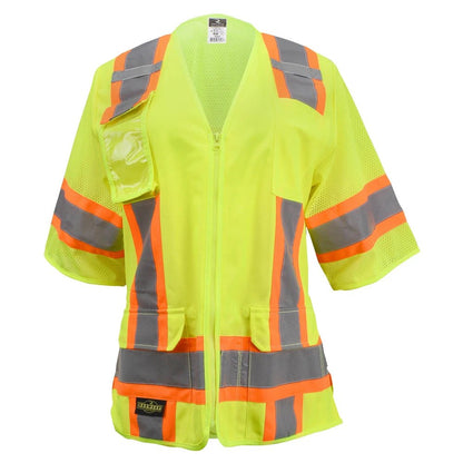 SV63W Class 3 HiVis Women's Zippered Surveyor Safety Vest - Custom Craft Solution