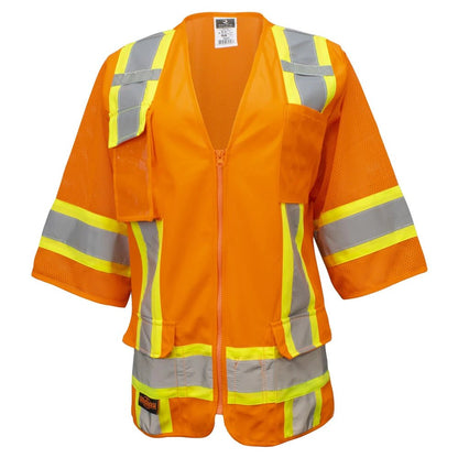 SV63W Class 3 HiVis Women's Zippered Surveyor Safety Vest - Custom Craft Solution