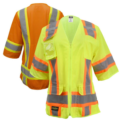 SV63W Class 3 HiVis Women's Zippered Surveyor Safety Vest - Custom Craft Solution